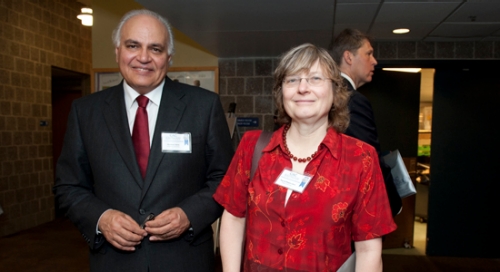 Dr. Moeness Amin, Director of the CAC, and Dr. Ingrid Daubechies, recipient of the 2011 Benjamin Franklin Medal in Electrical Engineering. 