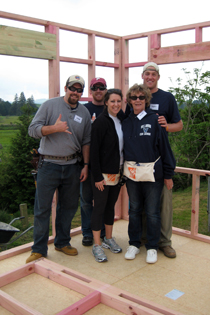 On a Global Village build in New Zealand: Craig Hopkins '03, Doug Tranter ‘03, Dana D'Orazio '05, Mary Henderson and Taylor Henderson '05