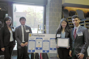 Andres Llerena ’16 CpE (far right) was a member of team FreeSpace, which won VSEC’s Unitas Award.