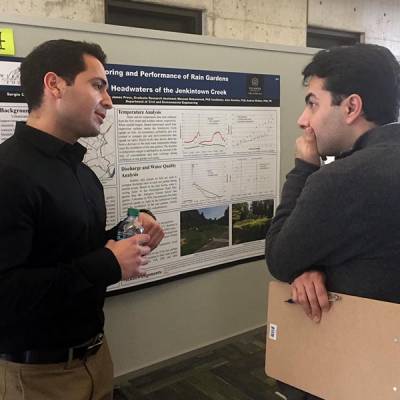 Sergio Carvajal, a Civil Engineering graduate student, tied for 3rd place for monitoring and performance of rain gardens at the headwaters for the Jenkintown Creek.