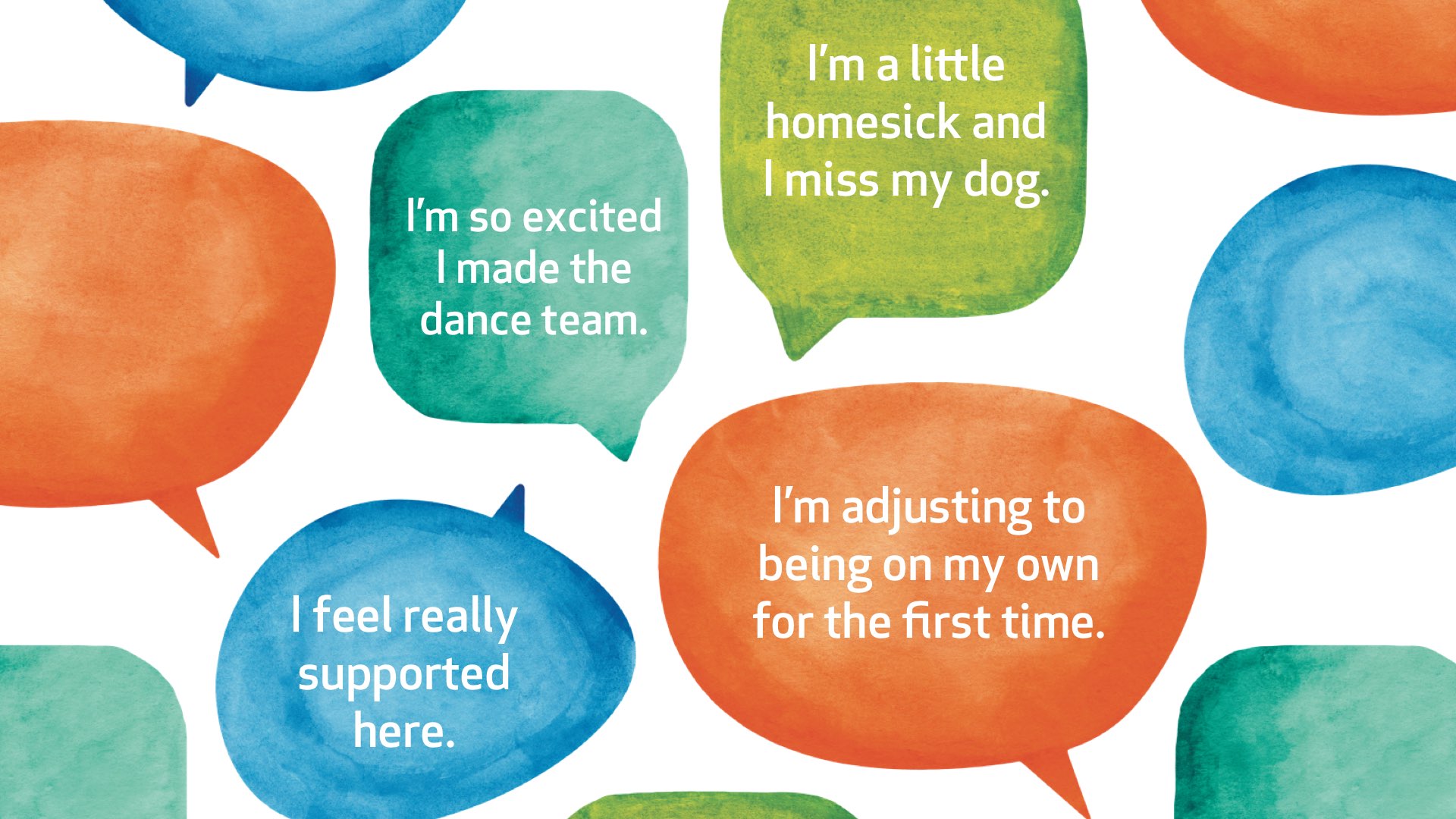 Illustration of brightly colored chat bubbles 