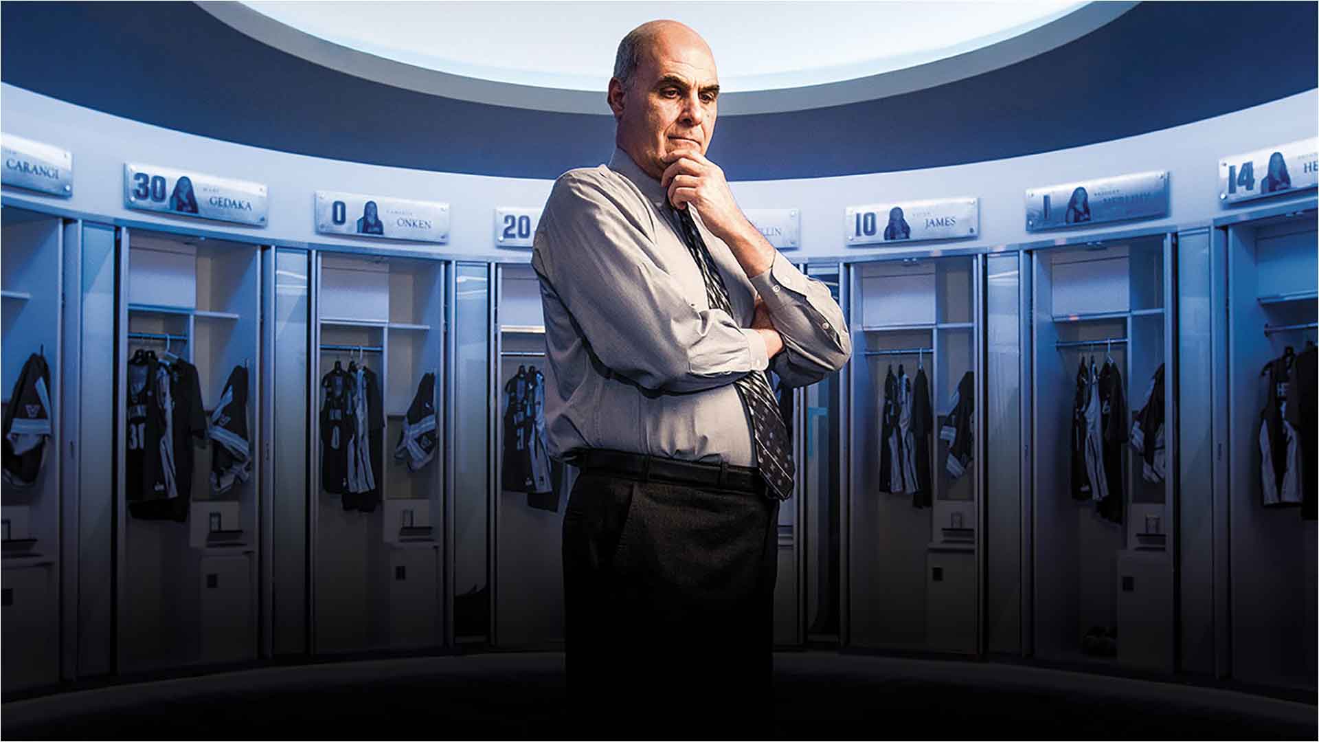 Harry Perretta standing in the Finneran locker room