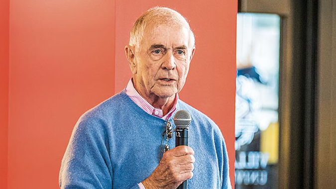 Villanova Business alum James C. Curvey talking to Curvey Scholars on campus