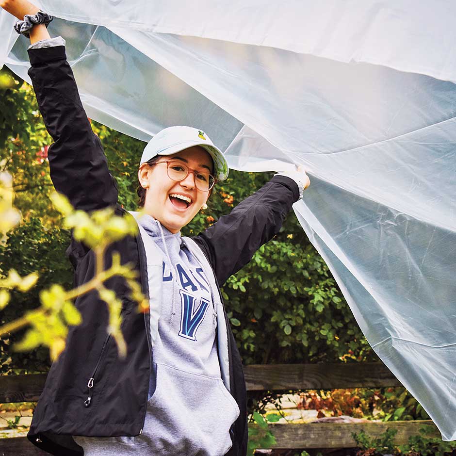 Collage of images of students, faculty and staff working at various service sites on spring break