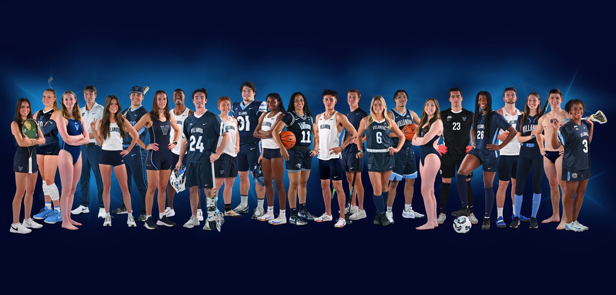 Villanova athletes pose for a photo.
