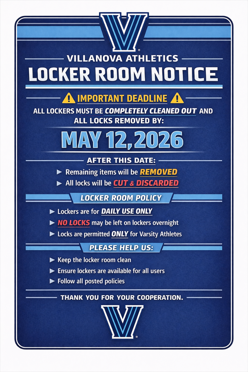 Villanova athletics locker room notice (1)