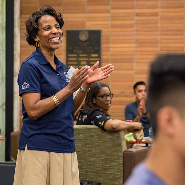 Linda Coleman, CASA Linda Coleman clapping at a CASA event