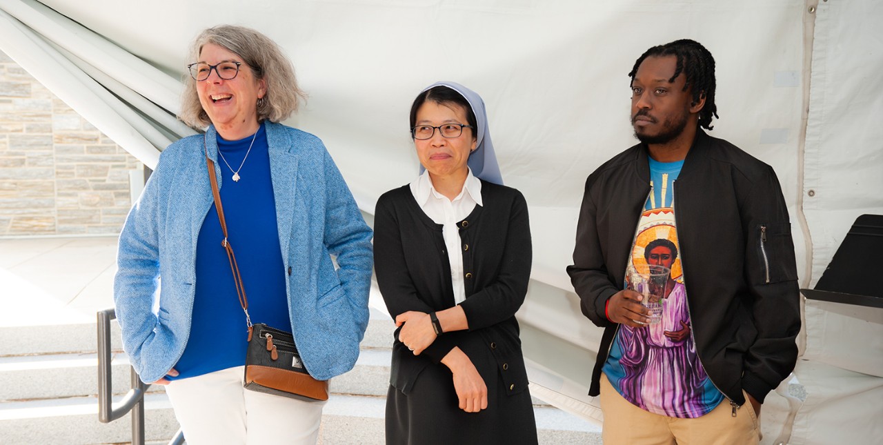 The Rev. Rebecca Irwin-Diehl '23 PhD, Sister Theresa Dung Trang, LHC, '23 PhD and Andre Price '23 PhD will make history as the first cohort of Theology PhD students to graduate. The Rev. Rebecca Irwin-Diehl '23 PhD, Sister Theresa Dung Trang, LHC, '23 PhD and Andre Price '23 PhD will make history as the first cohort of Theology PhD students to graduate.