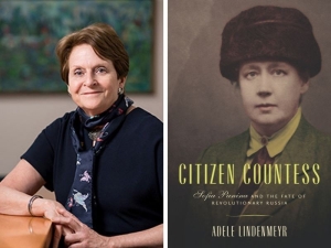 image of Adele Lindenmeyr next to the cover of her book