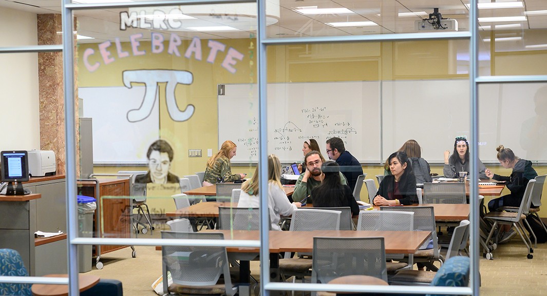 Students working in the Math Learning Resource Center
