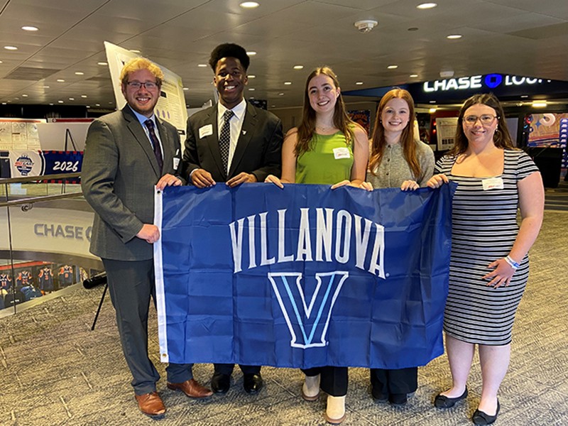 From left to right: Patrick Morin, Corey McCall, Brianna Bean, Claire Whitesell and Claire Donnelly represnted Villanova University at the BIG EAST Undergraduate Research Symposium on March 14.
