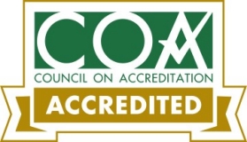 Council on Accreditation Logo with the words Council on Accreditation Accredited.