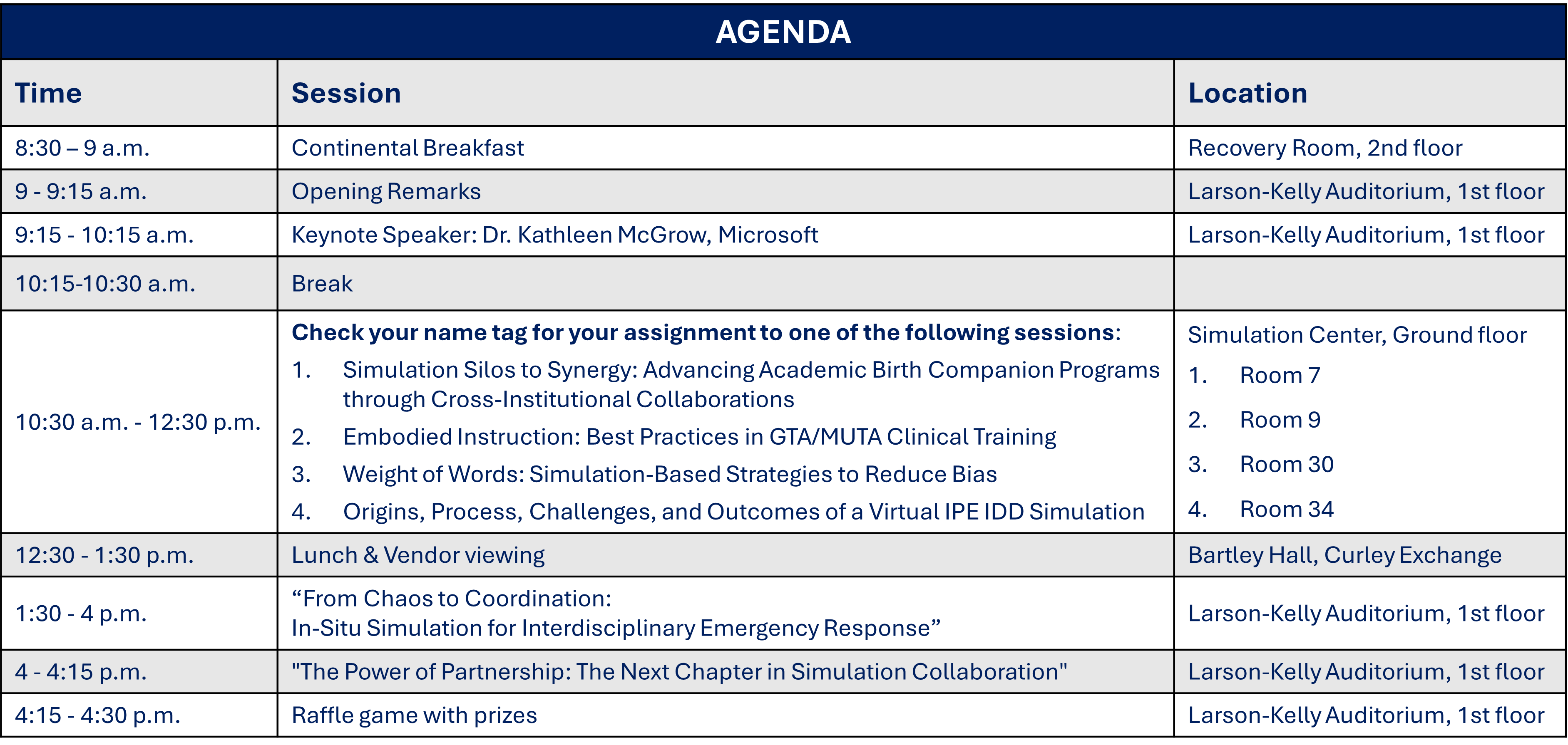 Simulation Institute Agenda