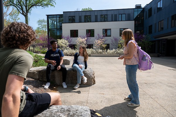 Students chatting on campus