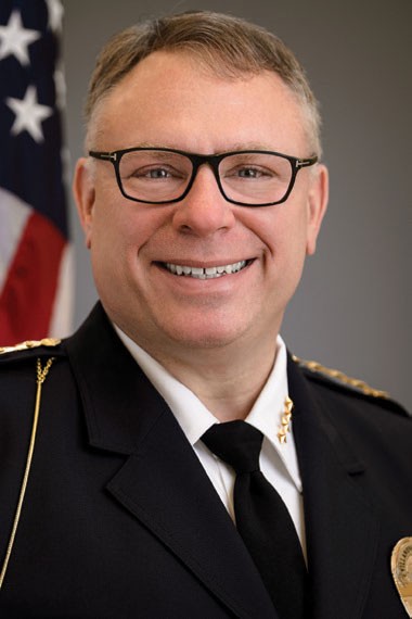David Tedjeske, Director of Public Safery, Chief of Police Dave Tedjeske smiling in uniform