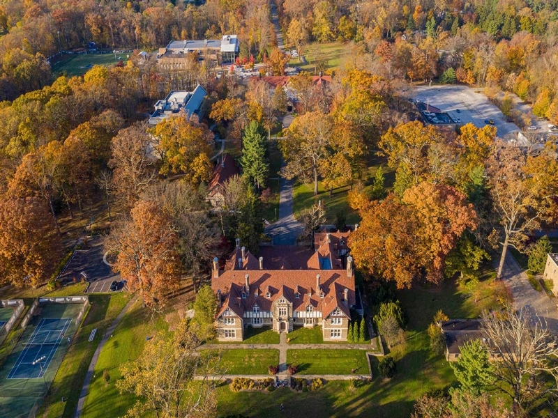 An aerial view of residence halls on Villanova's south campus.