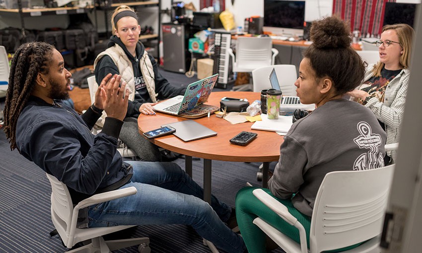 Students in classroom discussion.