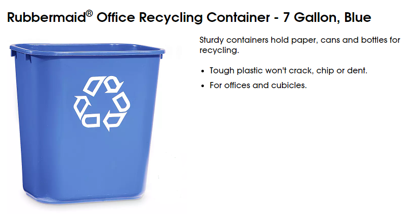 Rubbermaid 7gal blue mixed recycling