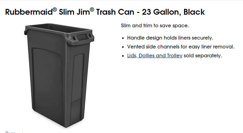 Rubbermaid Slim Jim 23gal black trash
