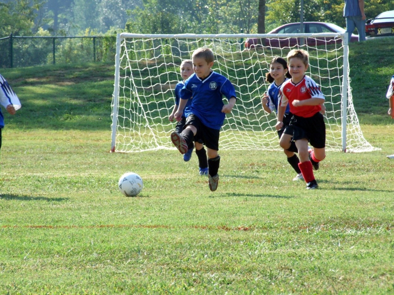 children playing soccer