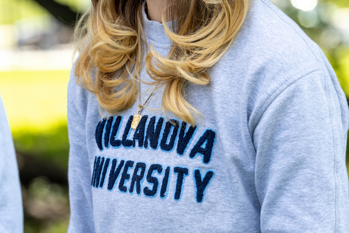 A girl wearing a Villanova sweatshirt