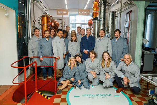 A group of students in a factory in Estonia.