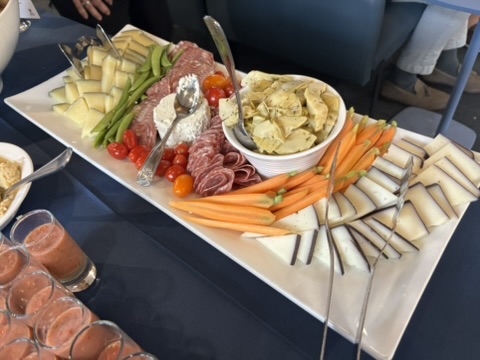 cheese and crudite display for Villanova Catering