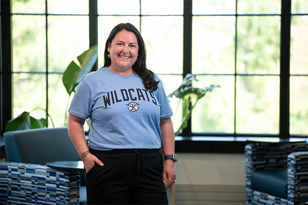 Heather Gill wearing a Wildcats shirt