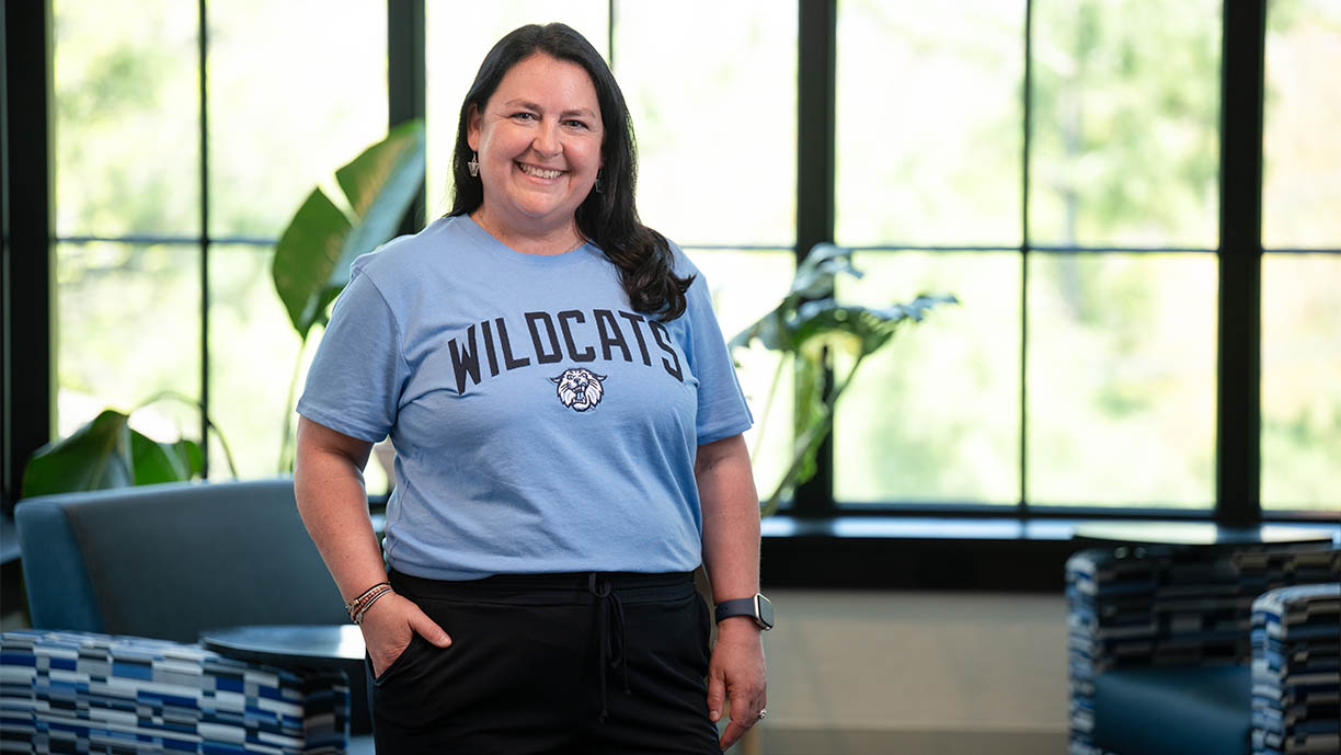 Heather Gill wearing a Wildcats shirt