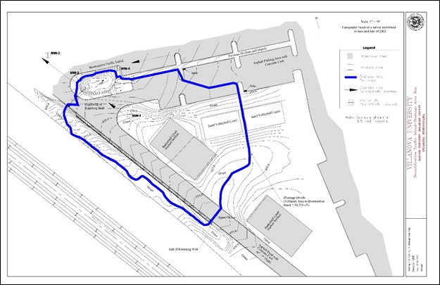 Figure 3: Drainage area contributing runoff to the BTI