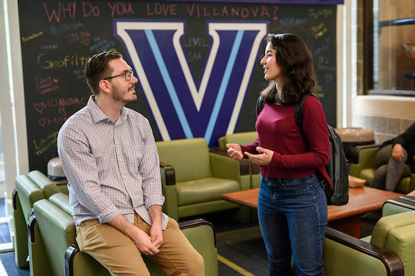 Two students in conversation.