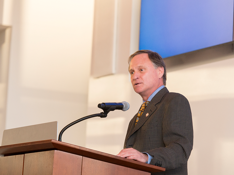 Photo of David Worby giving a speech