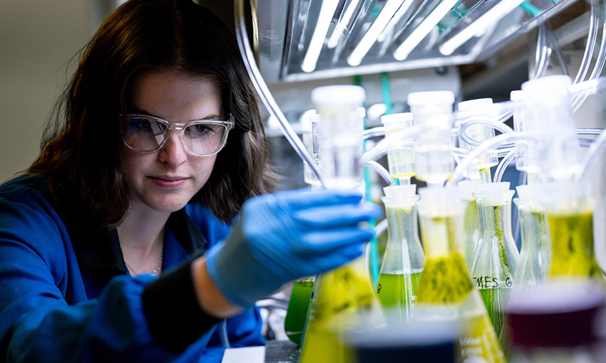 student in a chemistry lab.