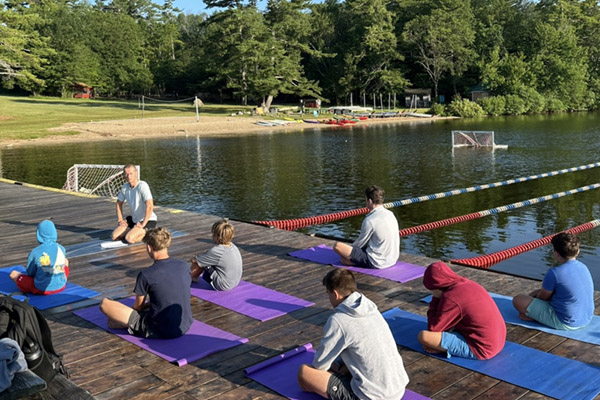 Jackson Spahr teaching a mindfulness session.