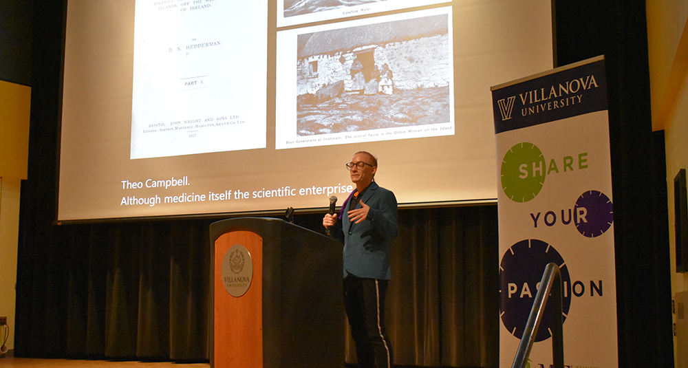 English master's student Theo Campbell presents “Customs Handed Down to Us: Empire and Public Health in Glimpses of my Life in Aran,” at the 2022 Graduate Student Research Symposium in the College of Liberal Arts and Sciences