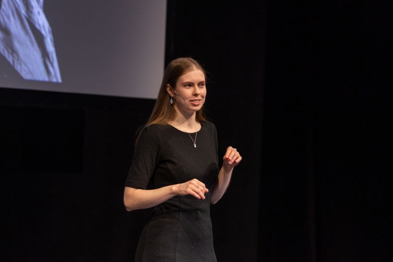 Anastasiia Chulkova ’26 MA  explored the embodied transmission of memory for a research project that earned her a win at Villanova’s annual Three-Minute Thesis (3MT) competition on Feb. 20, 2026.