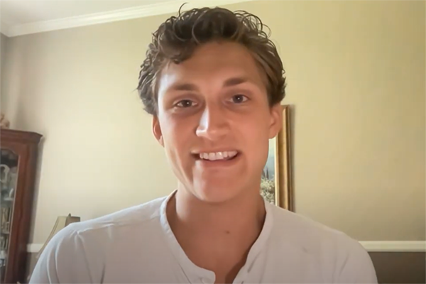 Screenshot of YouTube video featuring a student testimonial
