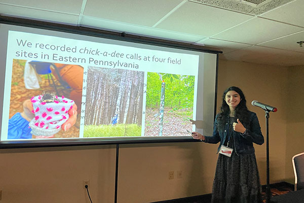 Savrina Salartash presenting at a conference. 