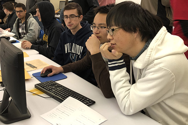 Students work in a computer lab.