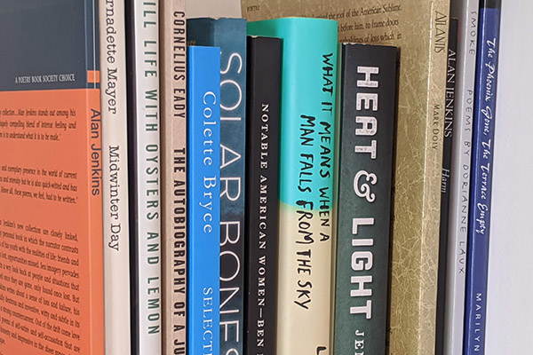Books on a bookshelf.