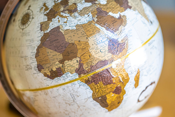 an image of Africa on a globe.