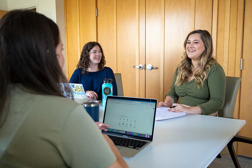 female students working together