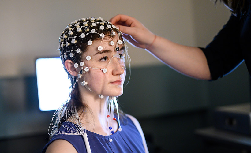 image of woman with electrode cap on head
