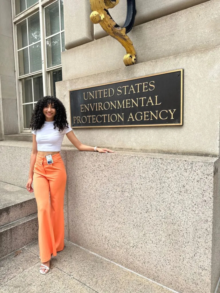 Richermy outside the EPA where she interned during Summer 2023.