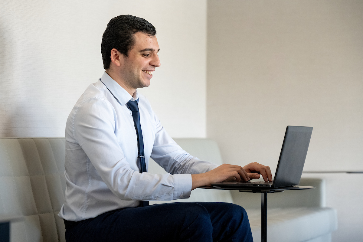 Man working on laptop