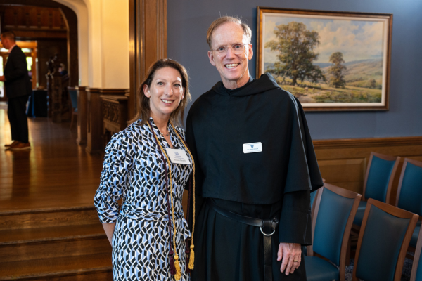 Jessica Deutel '26 CPS and Dean of the College of Professional Studies Fr. David Cregan, OSA, Ph.D.