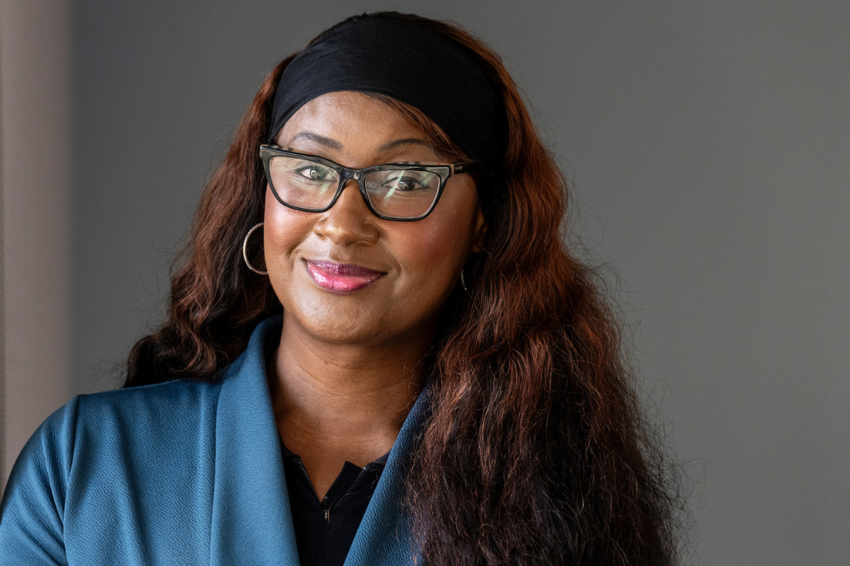 female student smiling at camera