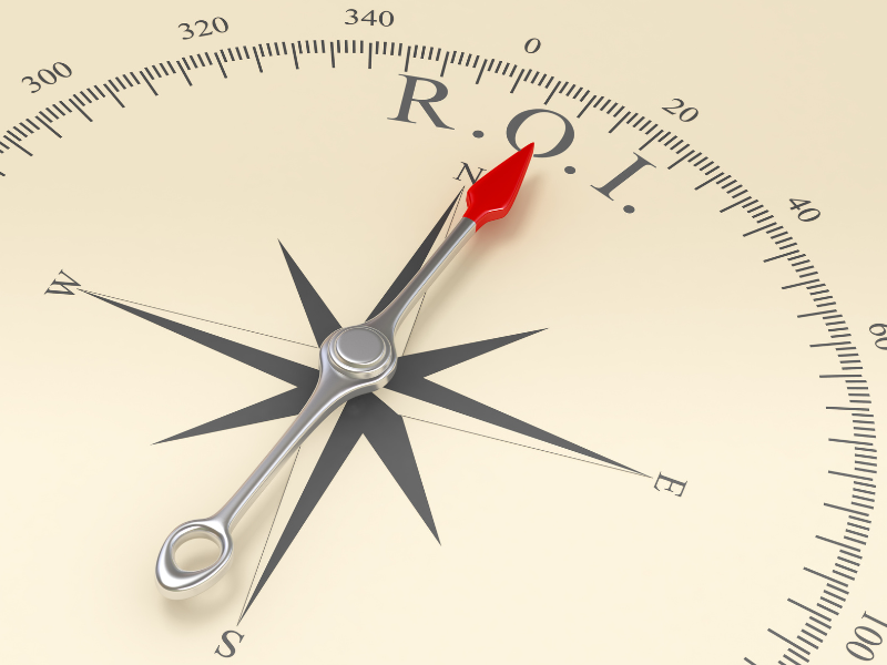 image of a compass with ROI replaced where "north" is