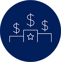 icon of three pillars with a $ on top