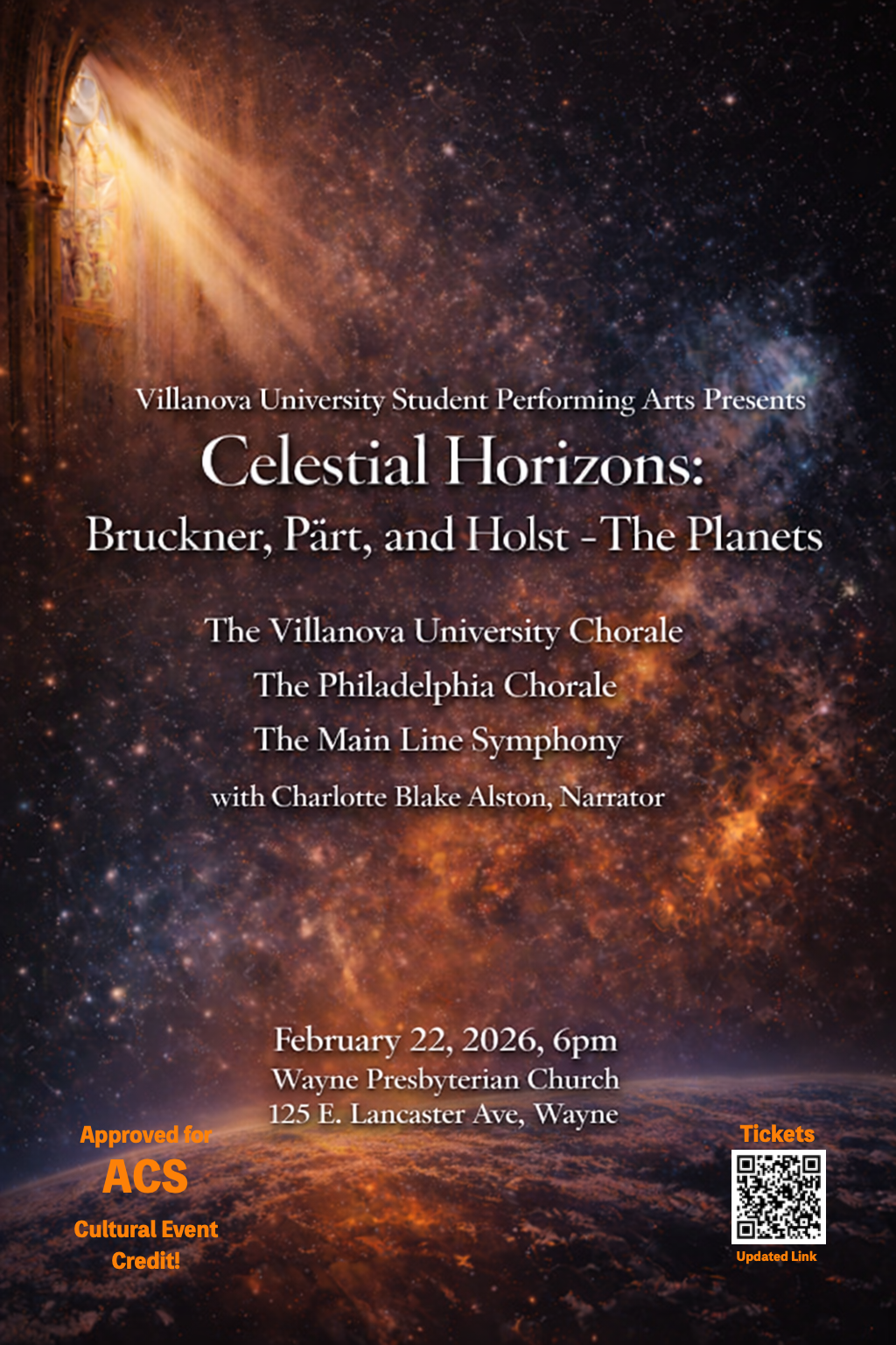 Celestial Horizons - Sunday, 2/22, 6pm - Wayne Presbyterian Church